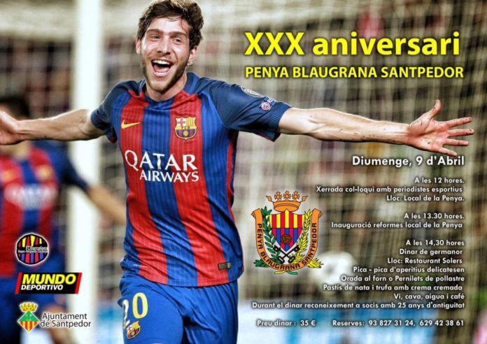 Cartell promocional XXX Aniversari Penya Blaugrana Santpedor