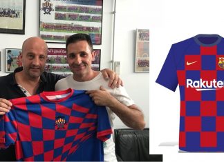 Nova samarreta del CF Santpedor vs samarreta Barça 2019-2020