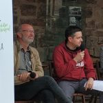Xavier Codina i Antoni Puiggròs al debat municipal previ a les eleccions